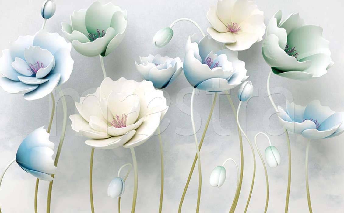 Фотообои Рельефный голубой цветок
